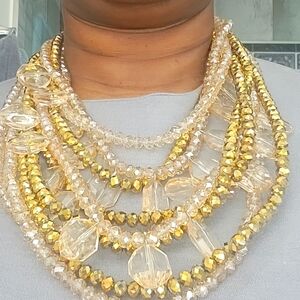 Sassy Jones Malia Necklace- Yellow/Gold/Clear